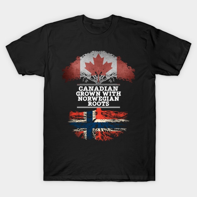 Canadian Grown With Norwegian Roots - Gift for Norwegian With Roots From Norway T-Shirt by Country Flags